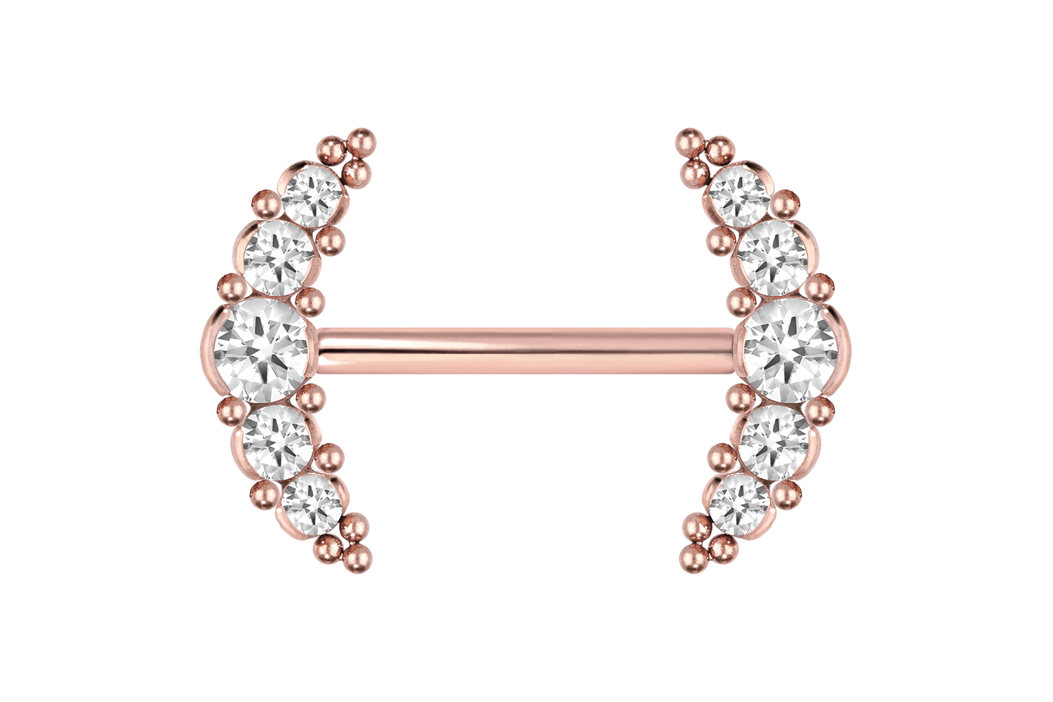 Titan Barbell Piercing mit Push Fit 5 KRISTALLE + KUGELN